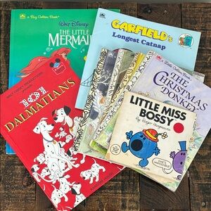 Vintage Childrens Picture Book Lot (8) Garfield Little Miss Bossy Little Mermaid
